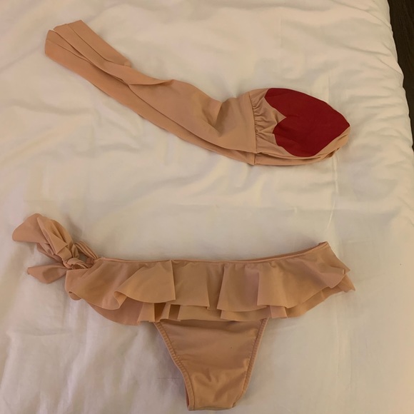 Nude Bandeau bikini with red heart - Picture 4 of 4